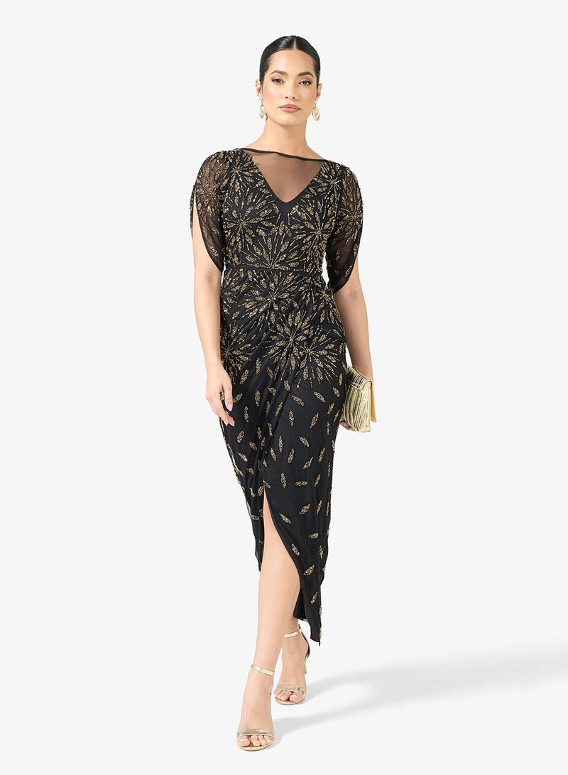 بيوت فستان ماكسي شبكي مزين بالترتر - Image 1